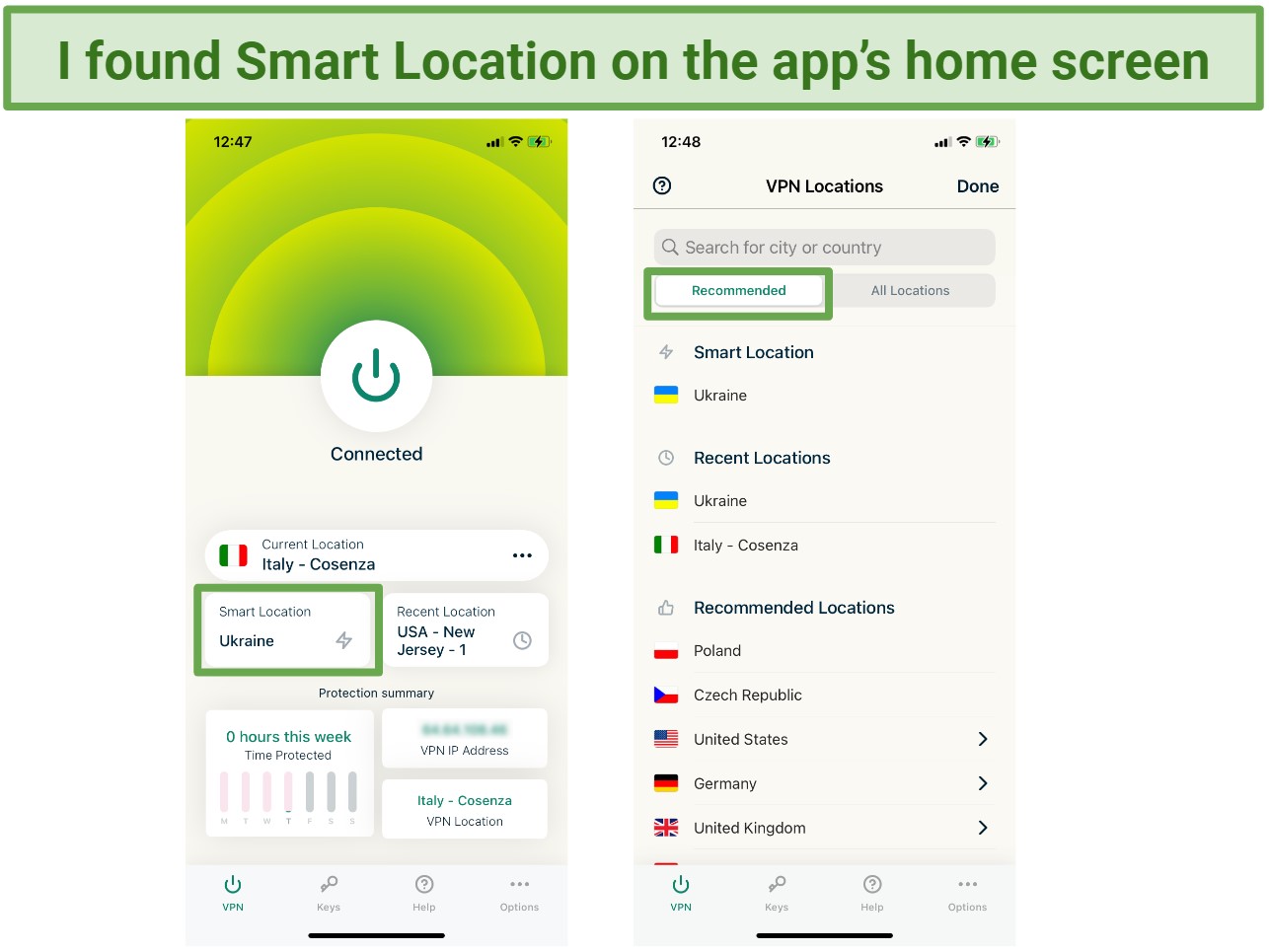 Screenshot of ExpressVPN's Smart Location feature in the settings