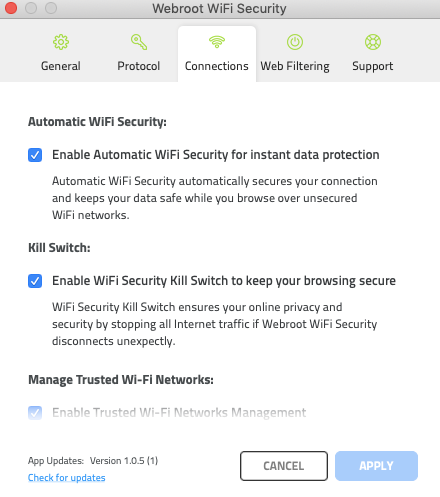 Wifi security settings