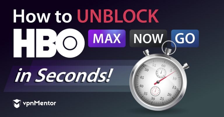 Image showing How to Unblock HBO Max, Now, and Go in seconds with a picture of a stopwatch