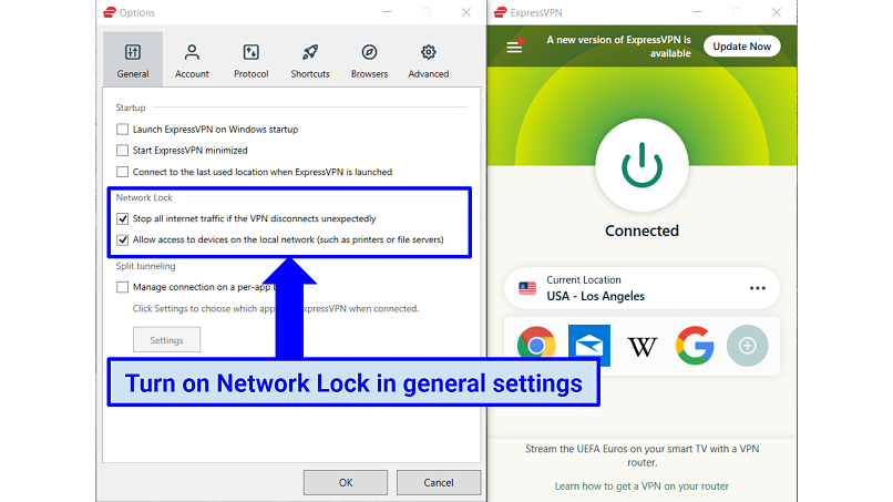 Graphic showing ExpressVPn kill switch