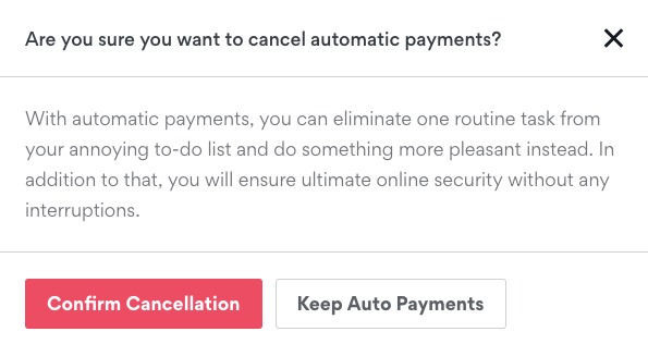 NordVPN confirm cancellation of auto payments