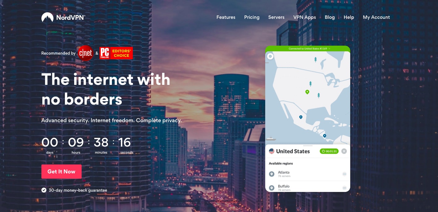 NordVPN homepage