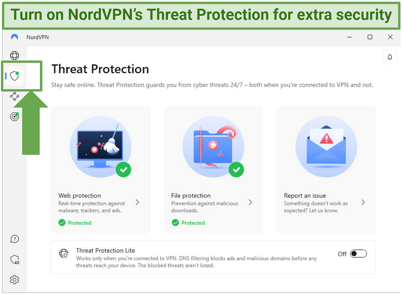 Screenshot showing CyberGhost's Threat Protection feature