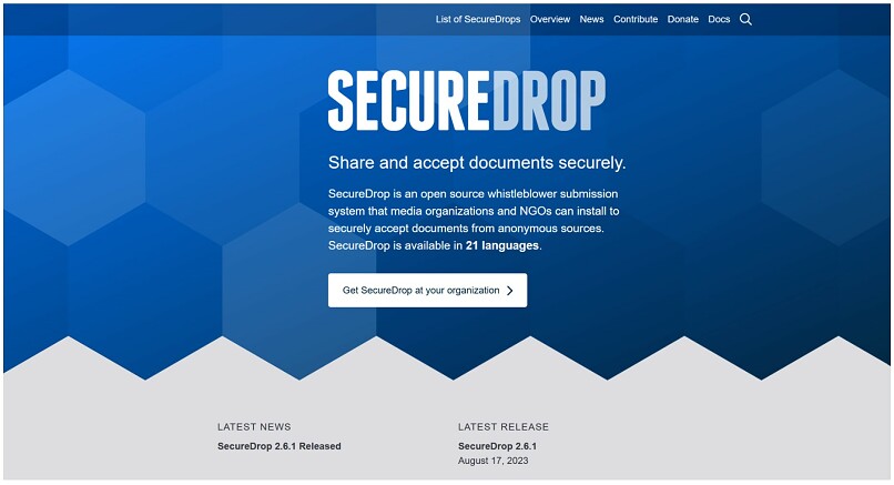 Screenshot of SecureDrop