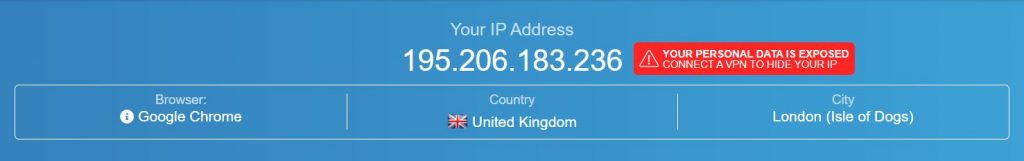 My IP address without a VPN