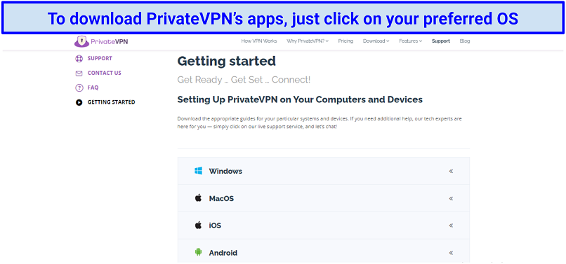 a screenshot of PrivateVPN