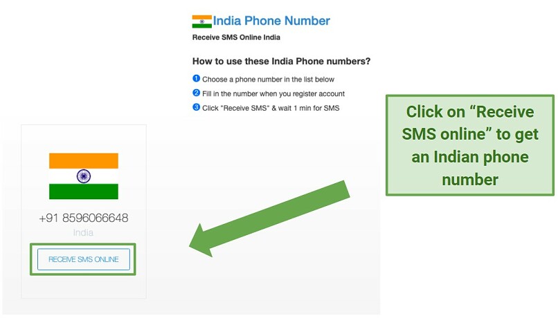 Graphic showing how to get an Indian Phone number to log in to Disney+Hotstar India