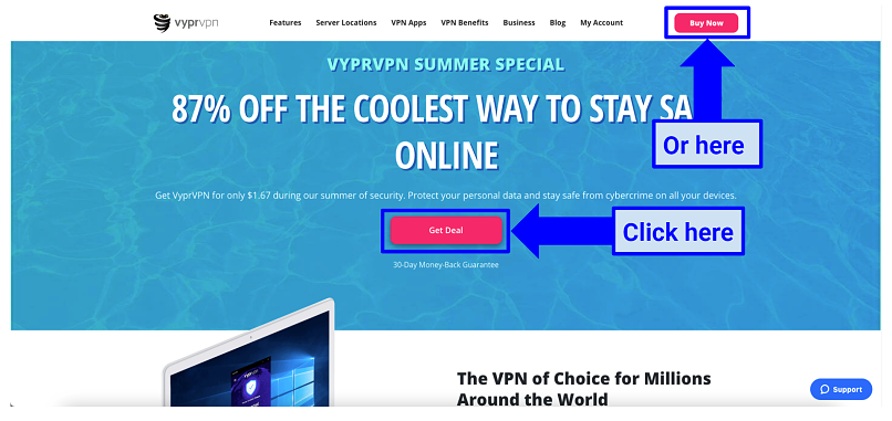 Graphic showing VyprVPN homepage