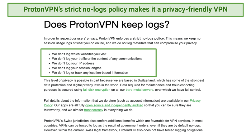 ภาพหน้าจอของ Proton VPN