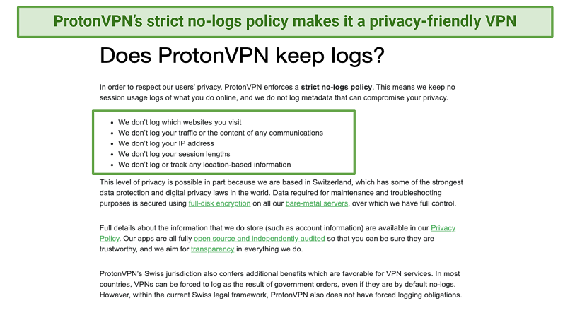 Screenshot di Proton VPN