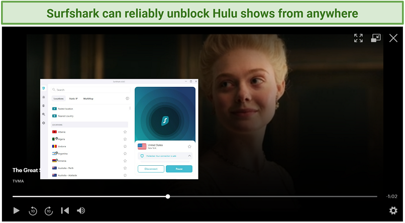Image showing Hulu series streaming after connecting to Surfshark