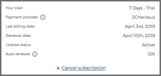 Cancel subscription
