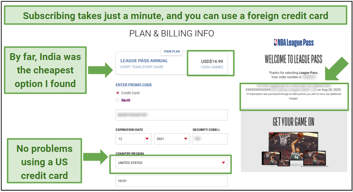 League Pass Annual subscribing with foreign credit card