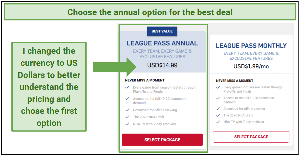League Pass Annual option best deal
