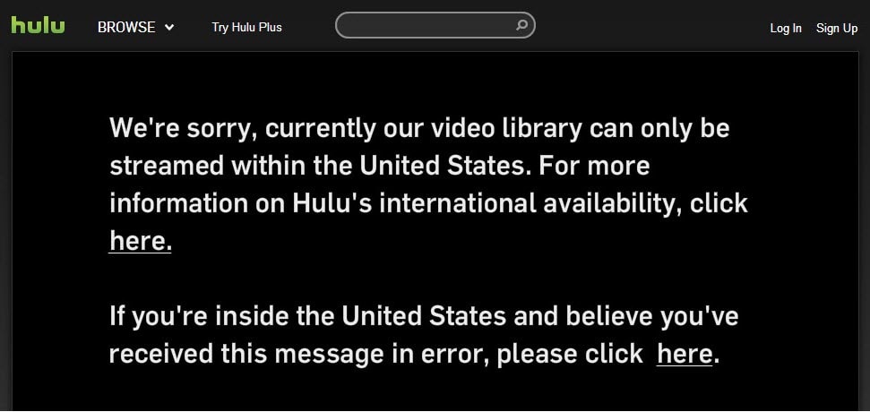 Hulu error notification