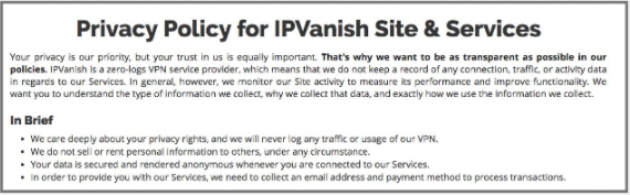 ipvanish privacy policy