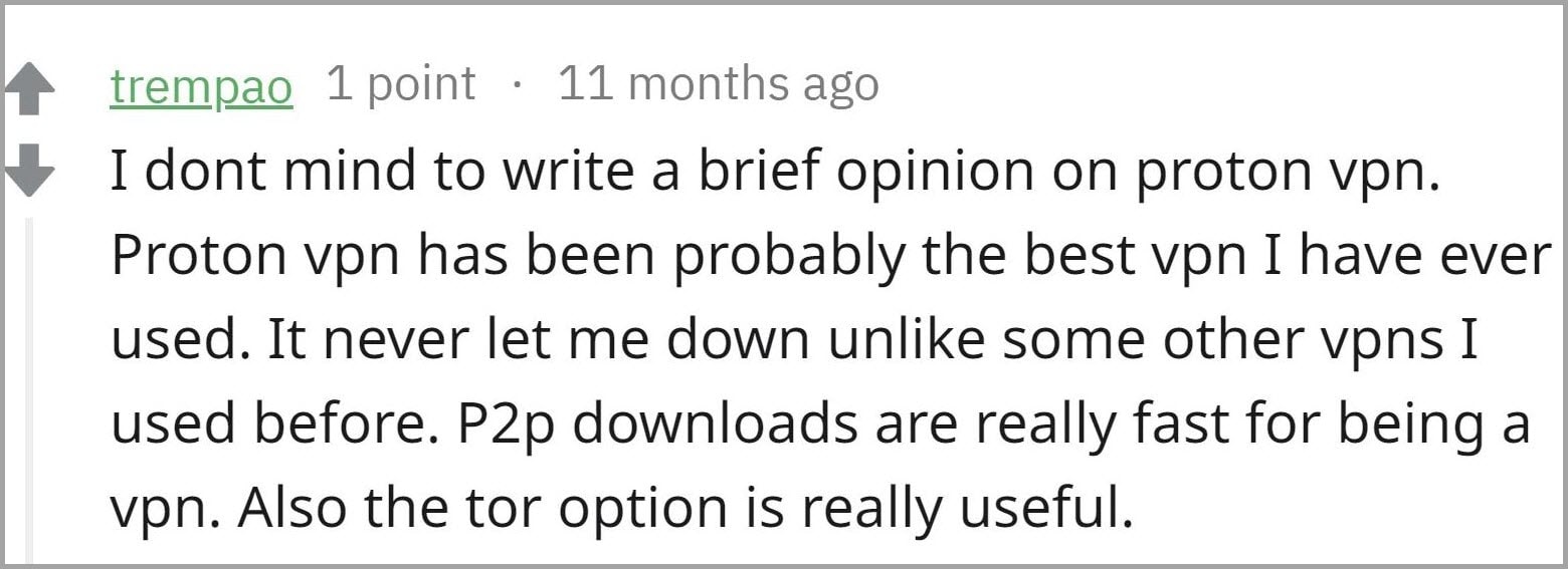 ProtonVPN user review 2
