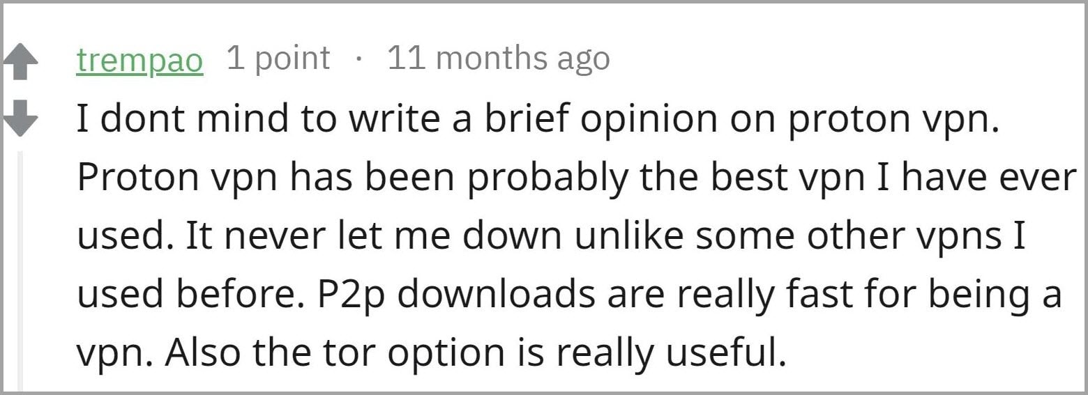 ProtonVPNユーザーレビュー2