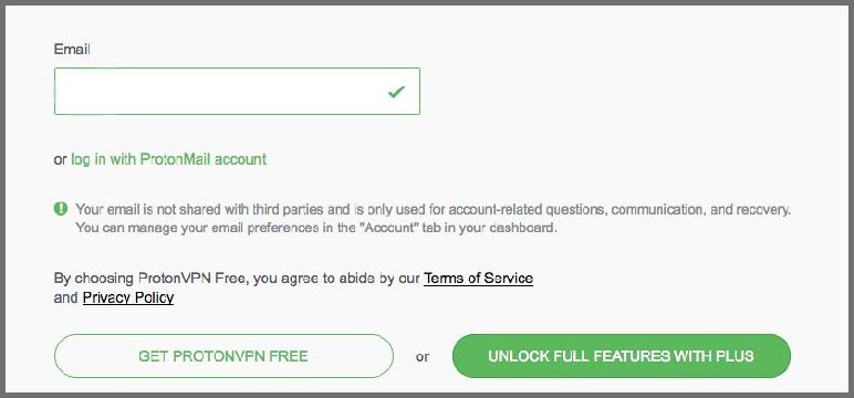 Proton VPN email form