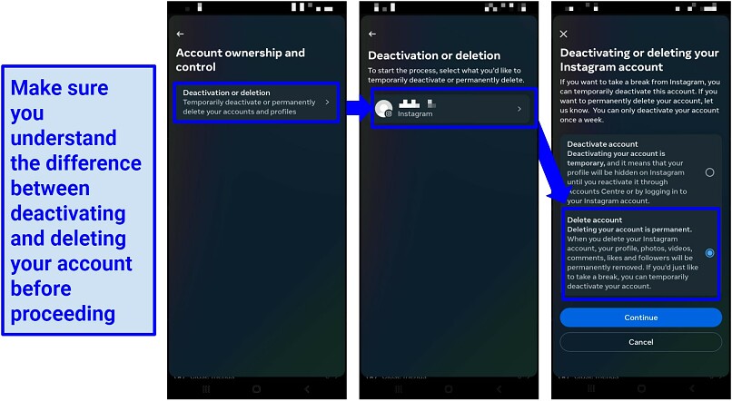 Step-by-step guide on how to delete Instagram account from Android app