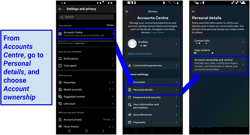 Steps to finding the option to delete or deactivate your Instagram account on Android