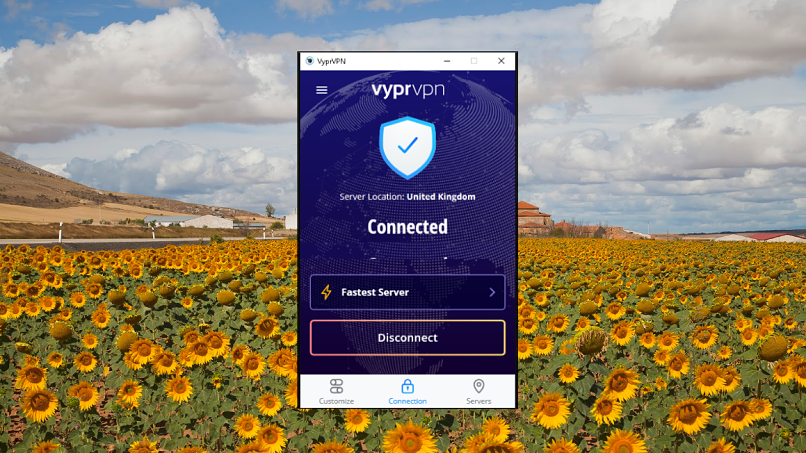 A screenshot of VyprVPN on macOS.