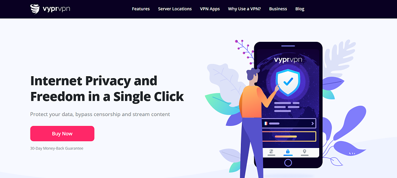 A screenshot of VyprVPN's homepage