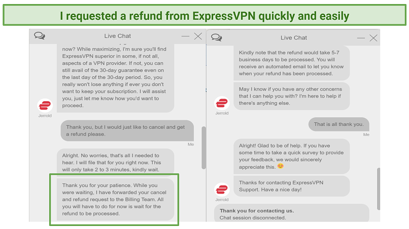 Screenshot of ExpressVPNs refund policy