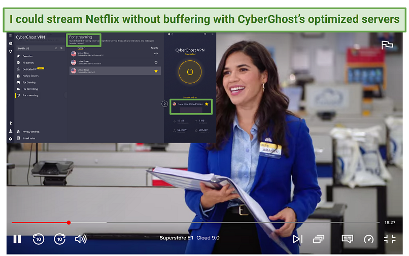 CyberGhost's streaming optimized servers for Netflix