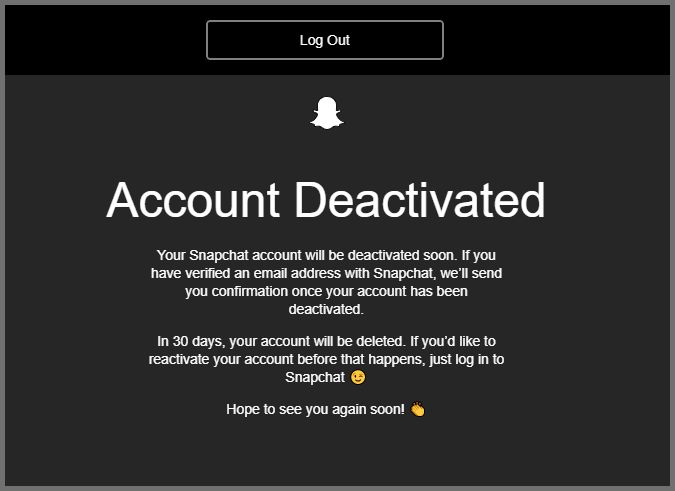 Snapchat deactivated