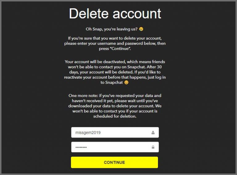how to delete snapchat account permanently