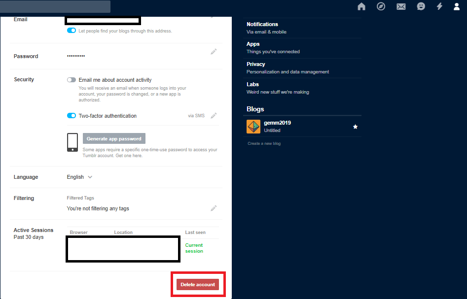 How to Delete Your Tumblr Account or Specific Blogs