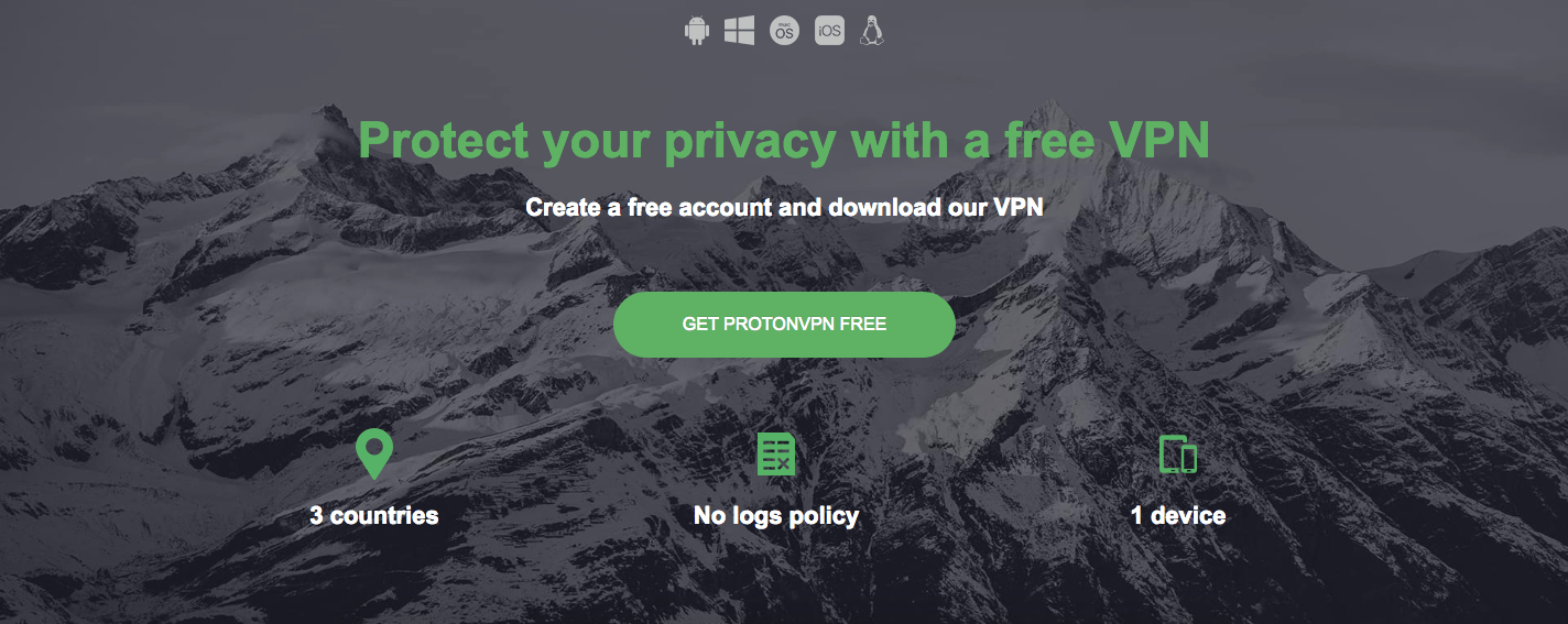 Proton VPN website screenshot