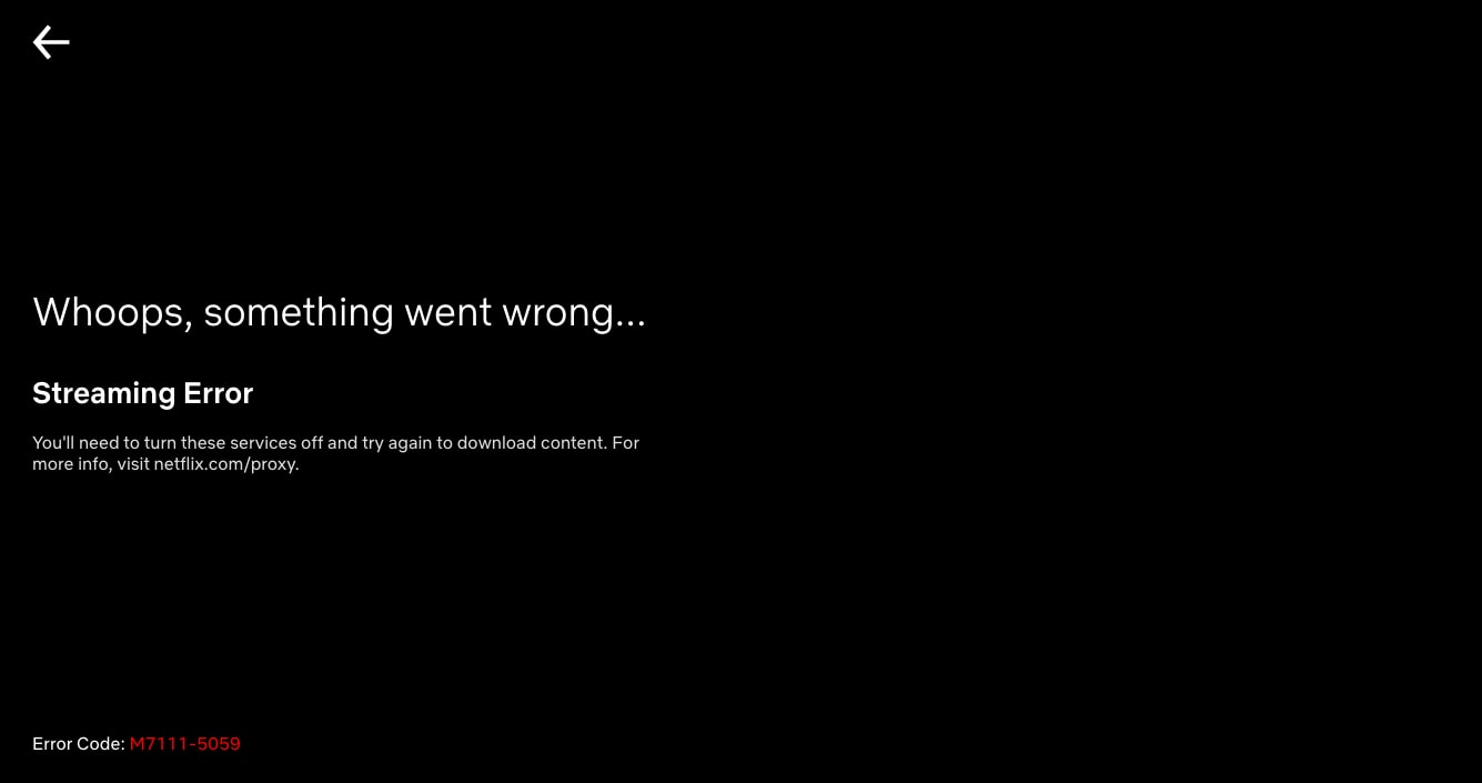 Netflix error message