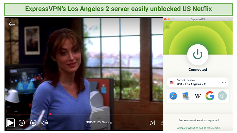 Screenshot of ExpressVPN unblocking Netflix US