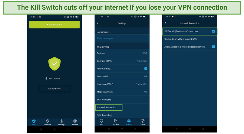 screenshot showing how to enable or disable hideme's Kill Switch