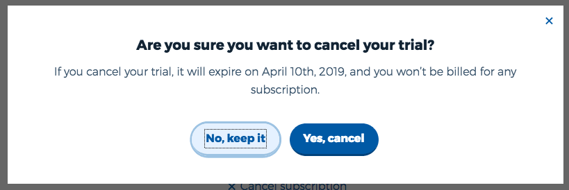 Confirm cancellation