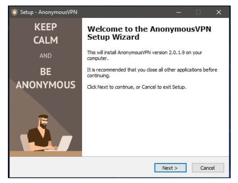 A screenshot of the Anonymous VPN installer