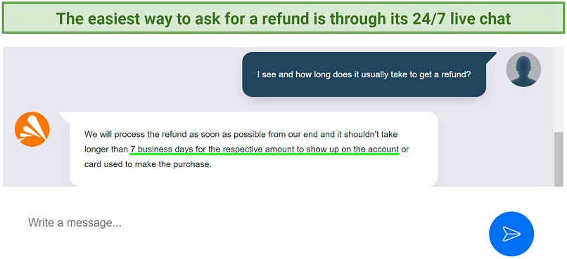 Screenshot of conversation with support staff where I had my refund approved