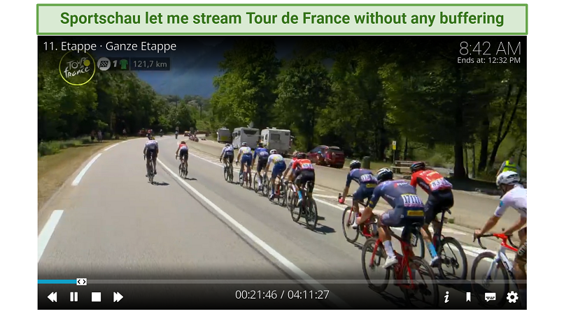 A screenshot showing Sportschau addon let me stream Tour de France buffer-free