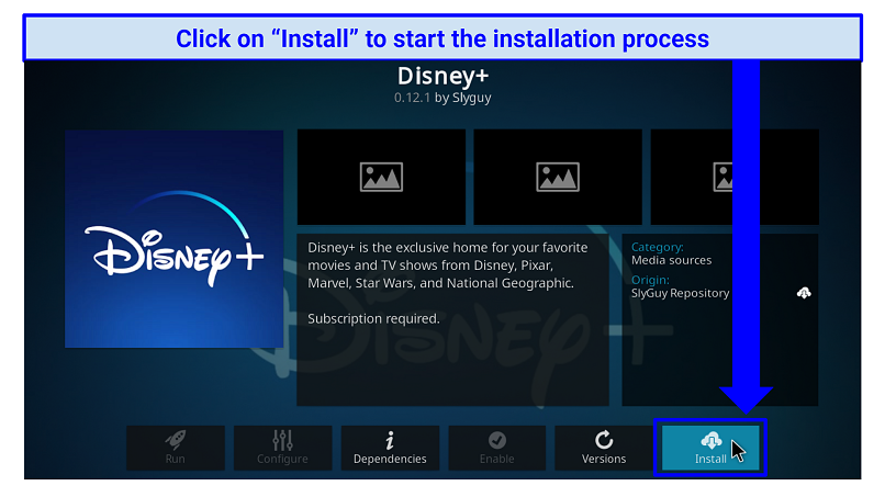 Sreenshot of Disney+ Kodi addon installation