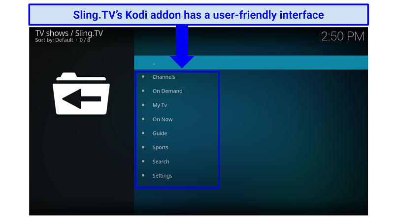 A screenshot showing Sling.TV has a user-friendly interface
