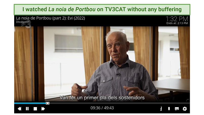 A screenshot showing you can watch content on the TV3CAT addon buffer-free.