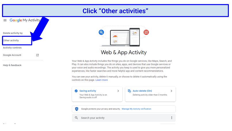 A screenshot of step 3 of controlling your activity storage