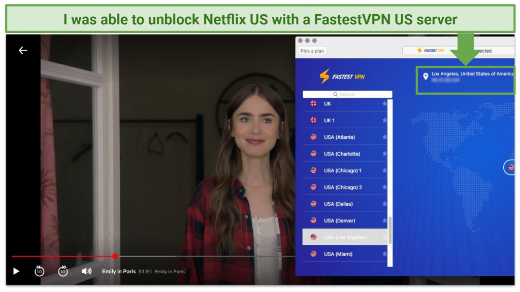 Screenshot of FastestVPN unblocking Netflix US.