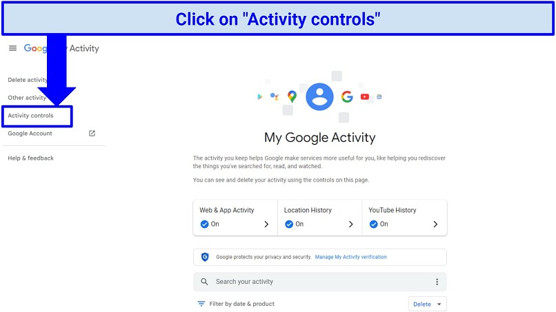 Screenshot showing the My Google Activity page