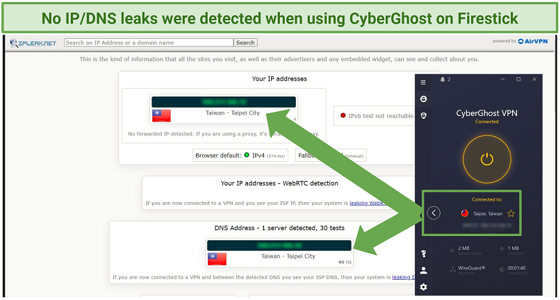 A screenshot showing you can use CyberGhost to hide your real location.