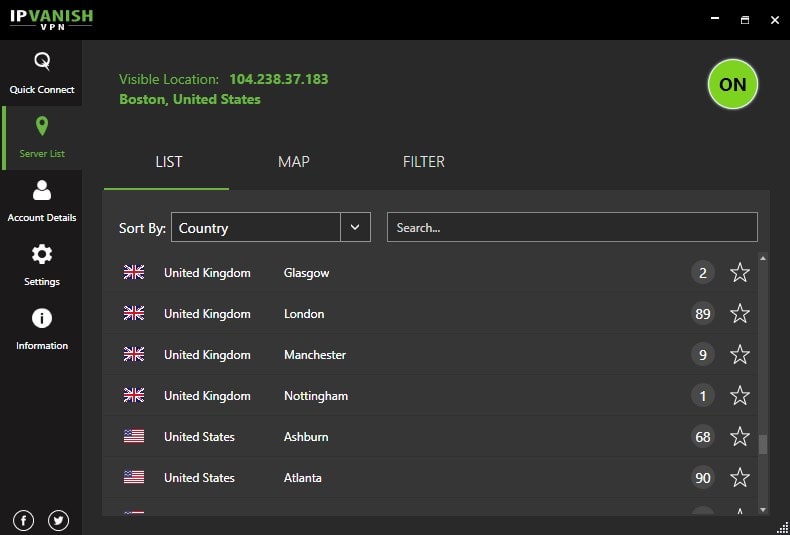 nordvpn server list