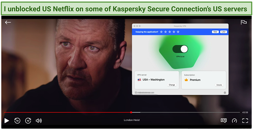 Graphic showing Kaspersky Secure working on Netflix