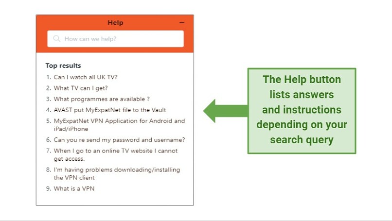 A screenshot of MEN's Help button on its website